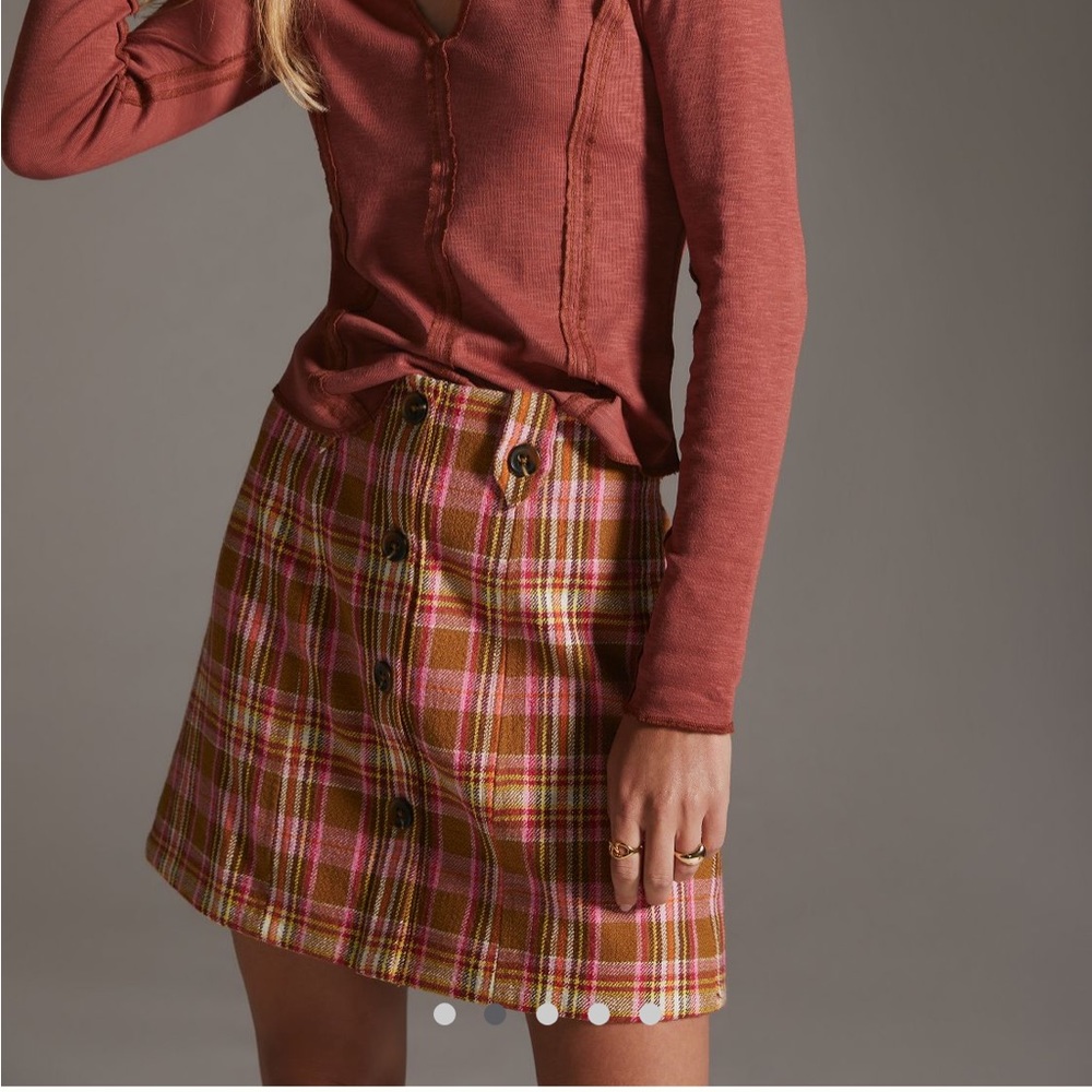 ✨ Anthropologie Button-Front Mini Skirt Sz 10 - Picture 3 of 6